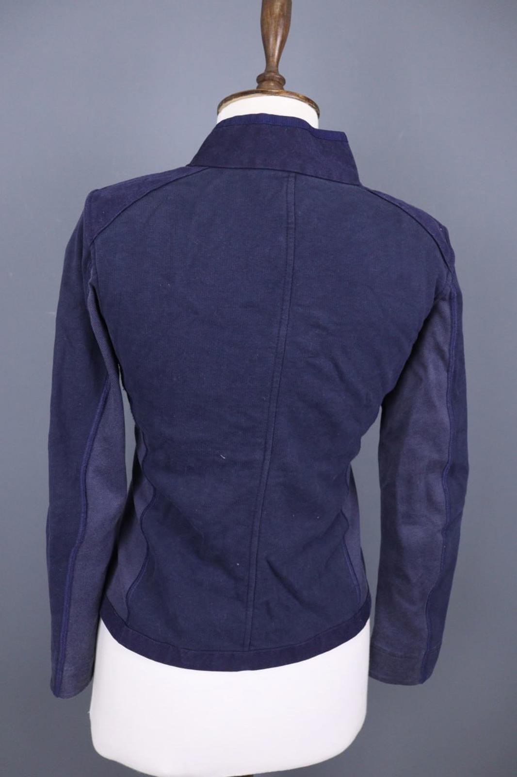 FRAUENSCHUH Blue 100%Cotton Mock Neck Long Sleeve Zipper Pockets Jacket – Size 2