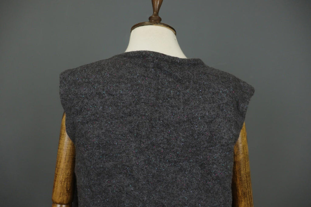 GUDRUN SJODEN Charcoal Gray Wool Sleeveless Button Front Cardigan Sweater – Size L