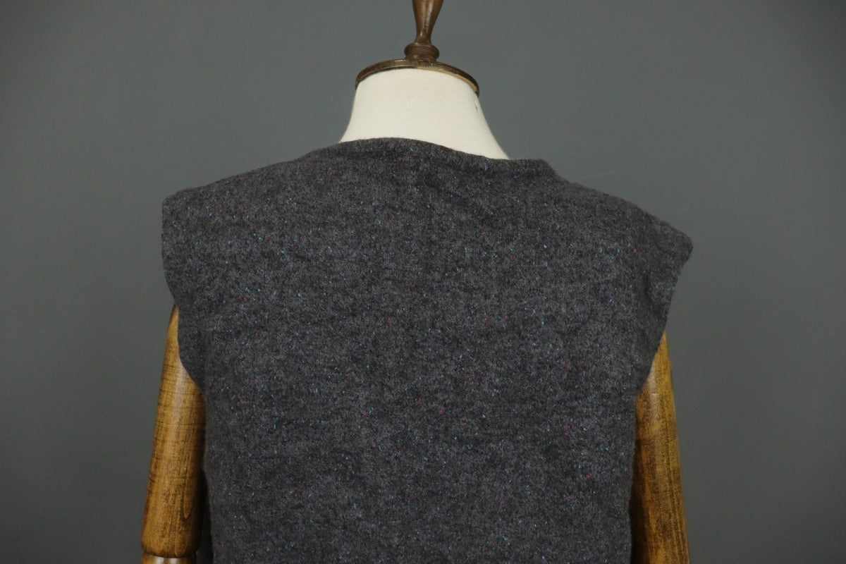 GUDRUN SJODEN Charcoal Gray Wool Sleeveless Button Front Cardigan Sweater – Size L