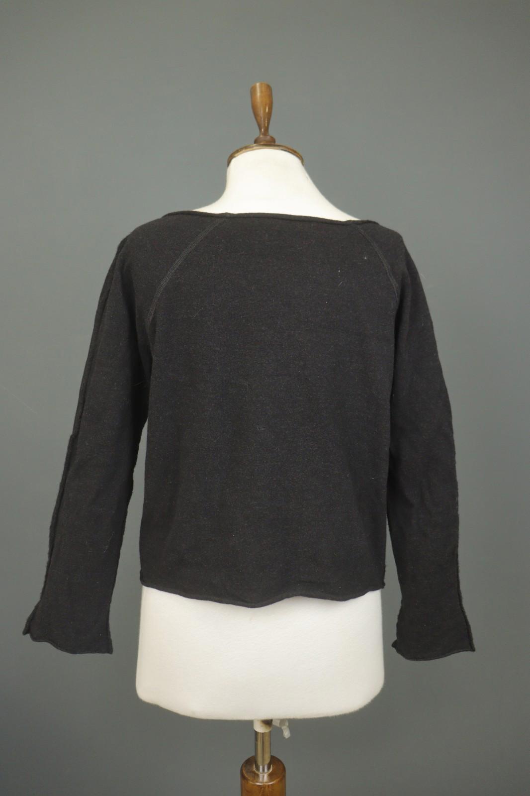 ANNETTE GORTZ Black Wool Long Sleeve Boat Neck Casual Pullover Blouse Top – Size M