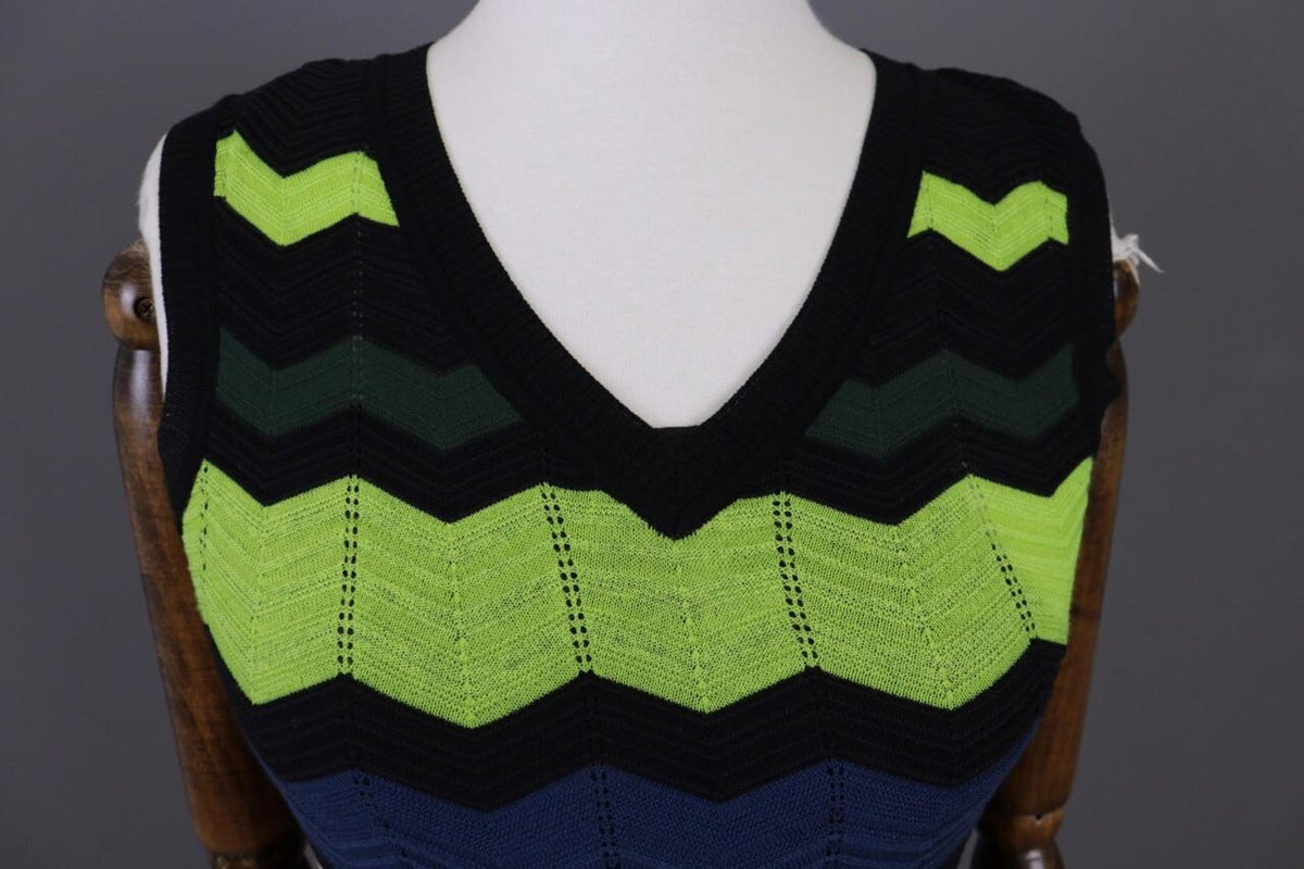 MISSONI Multicolor Striped Sleeveless Knit Bodycon Dress – Size 38