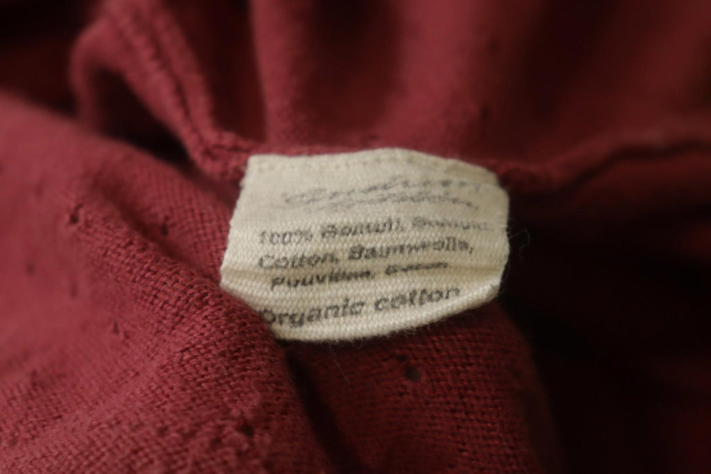 GUDRUN SJODEN Red Cotton Long Sleeve V-Neck Knitted Pullover Blouse Top – Size L