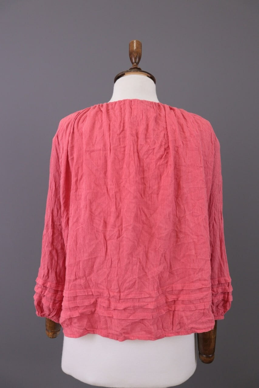 Denim & Supply Ralph Lauren Pink 3/4 Sleeve Drawstring Blouse Top Shirt – Size M