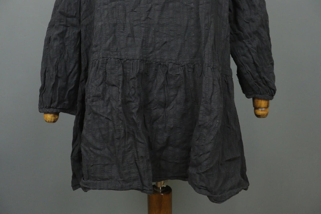 GUDRUN SJODEN Black 100% Cotton Scoop Neck Button Front Shirt Dress – Size XL