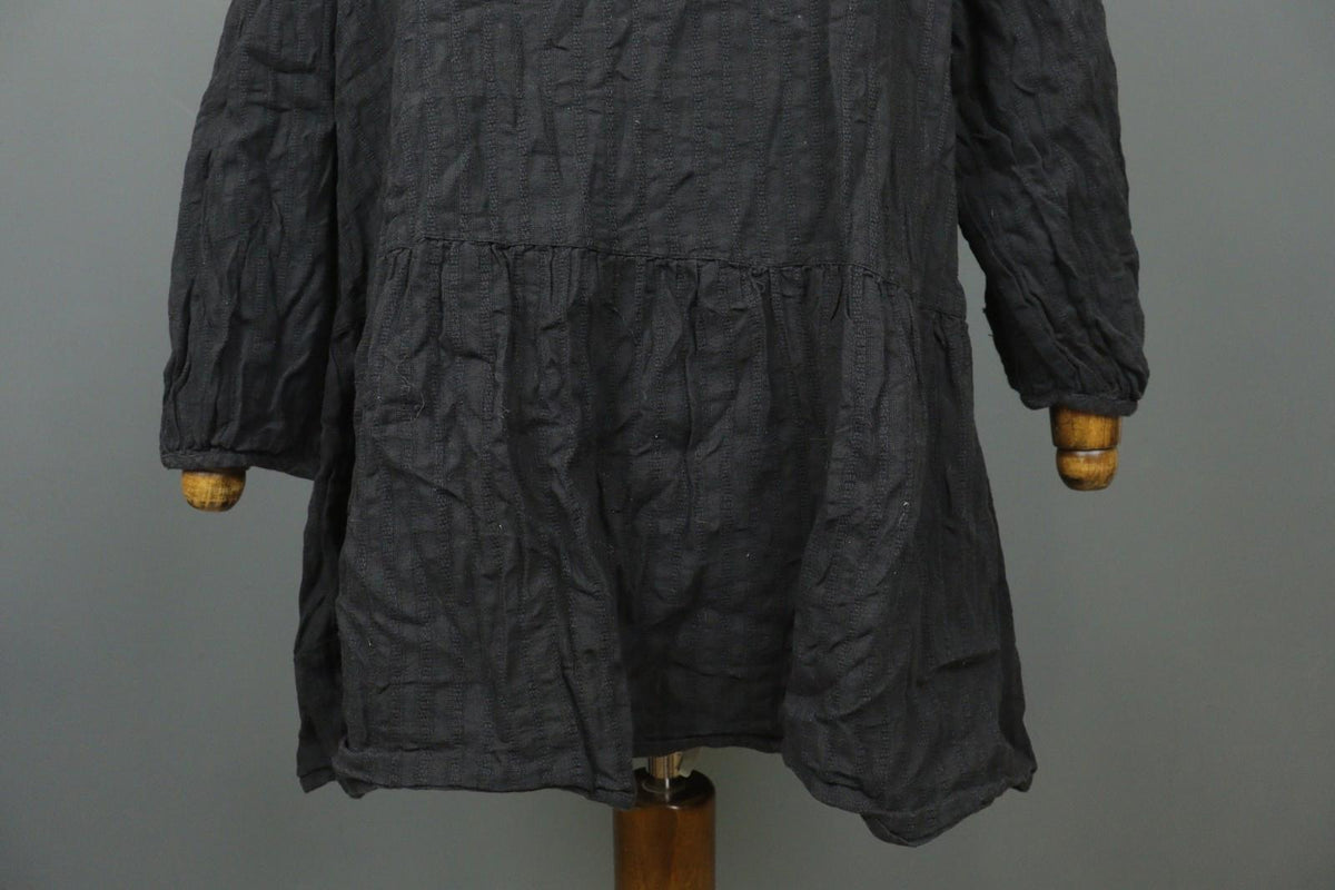 GUDRUN SJODEN Black 100% Cotton Scoop Neck Button Front Shirt Dress – Size XL