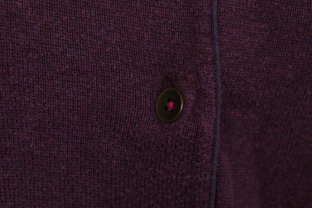 GUDRUN SJODEN Burgundy Cotton Knitted Raglan Sleeve Button Front Cardigan – Size S