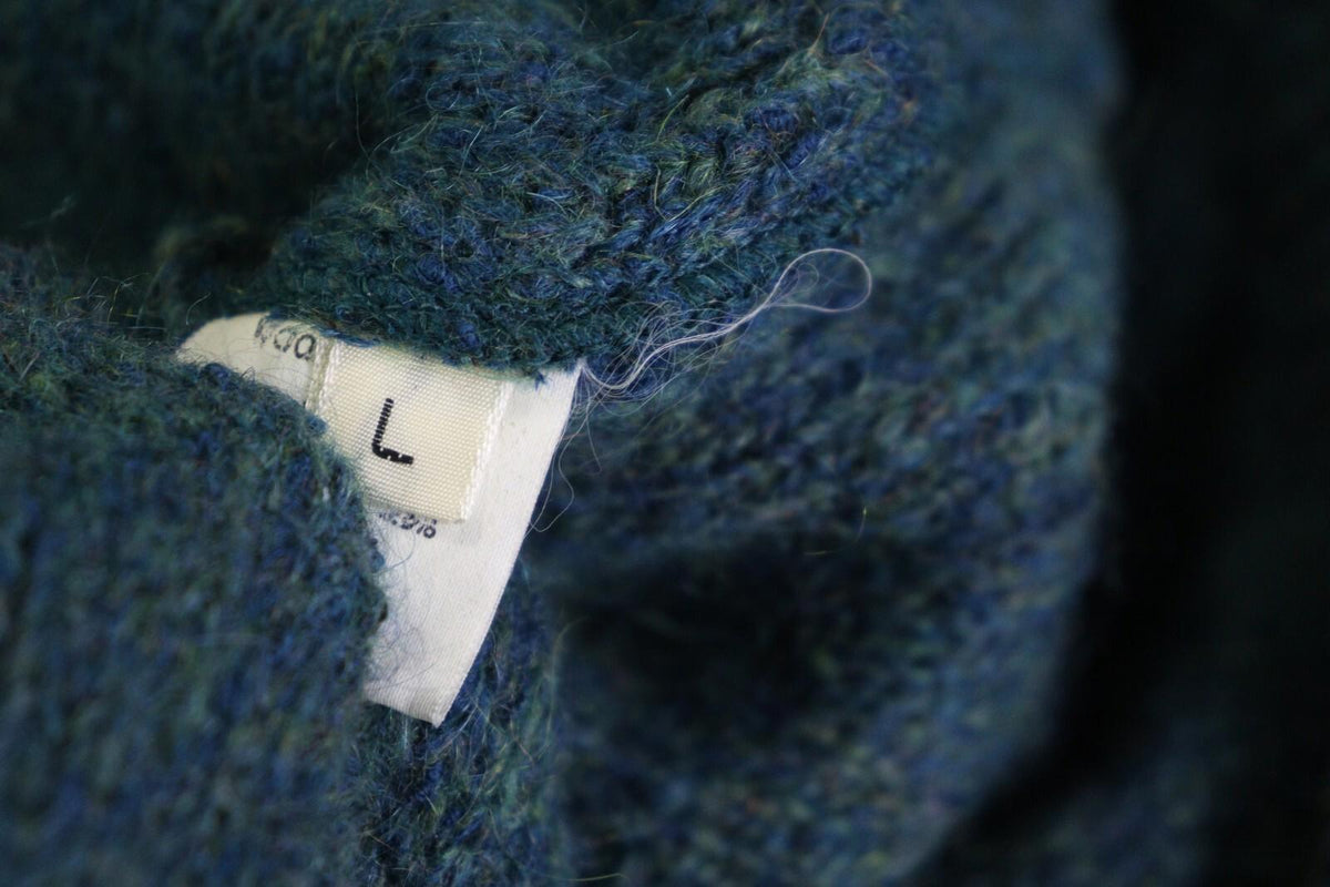 MISSONI Blue Wool Mohair Knit Long Sleeve Button Cardigan Sweater – Size L