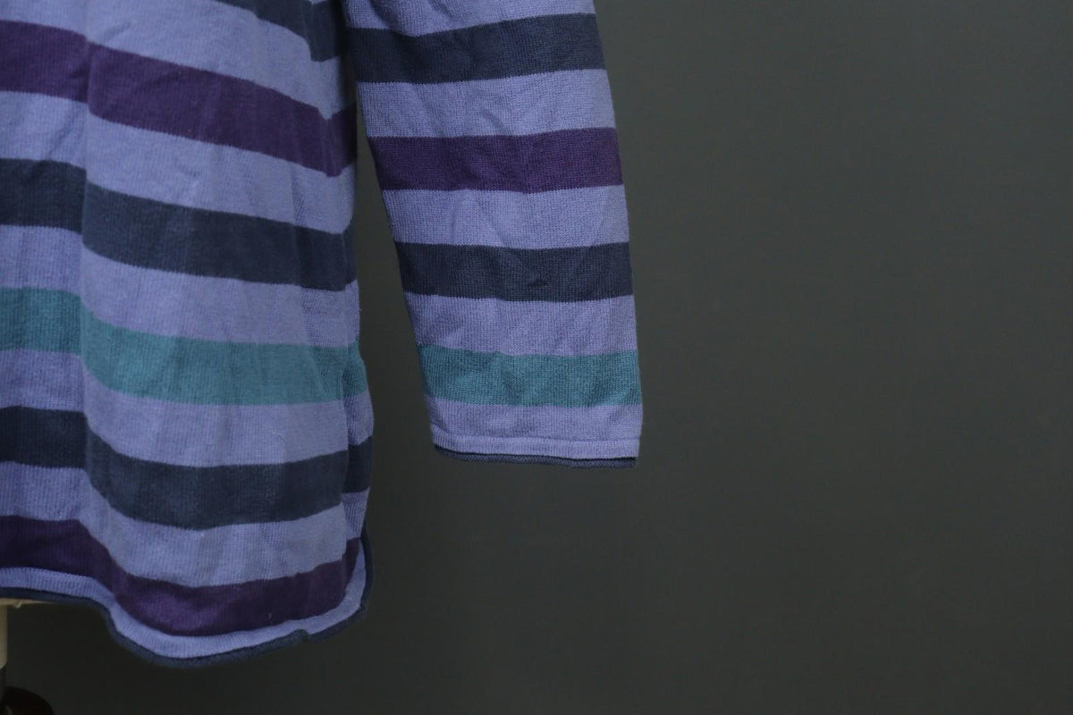 GUDRUN SJODEN Multi Striped 100% Cotton Long Sleeve Round Neck Mini Dress – Size M