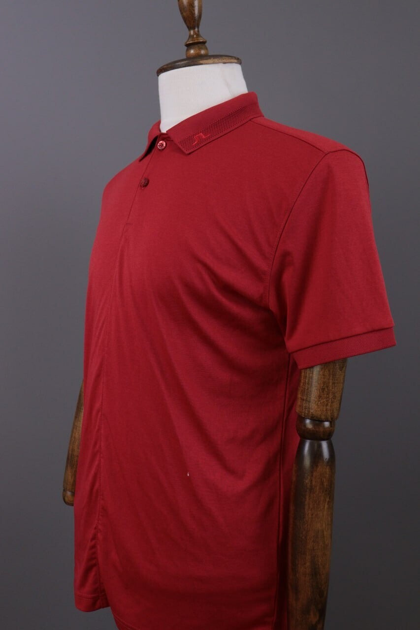 J.Lindeberg Regular Fit Sport Red Short Sleeve Polo Shirt – Size L