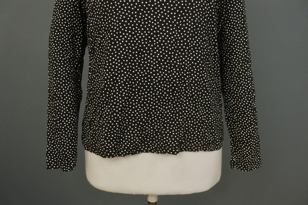 GUDRUN SJODEN Black White Polka Dot Lyocell Round Neck Pullover Sweater – Size L
