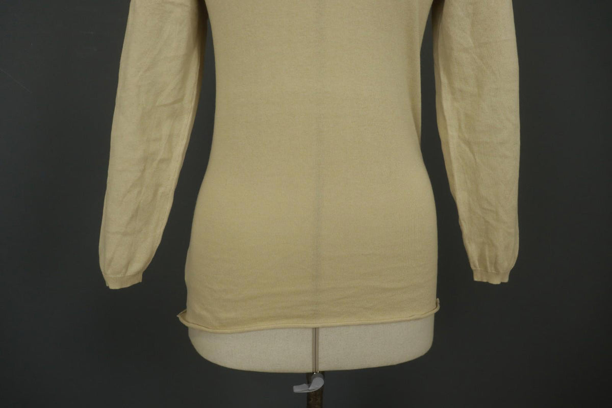 MAISON MARTIN MARGIELA Tan Cotton Knitted Raglan Sleeve Pullover Sweater – Size S – Used