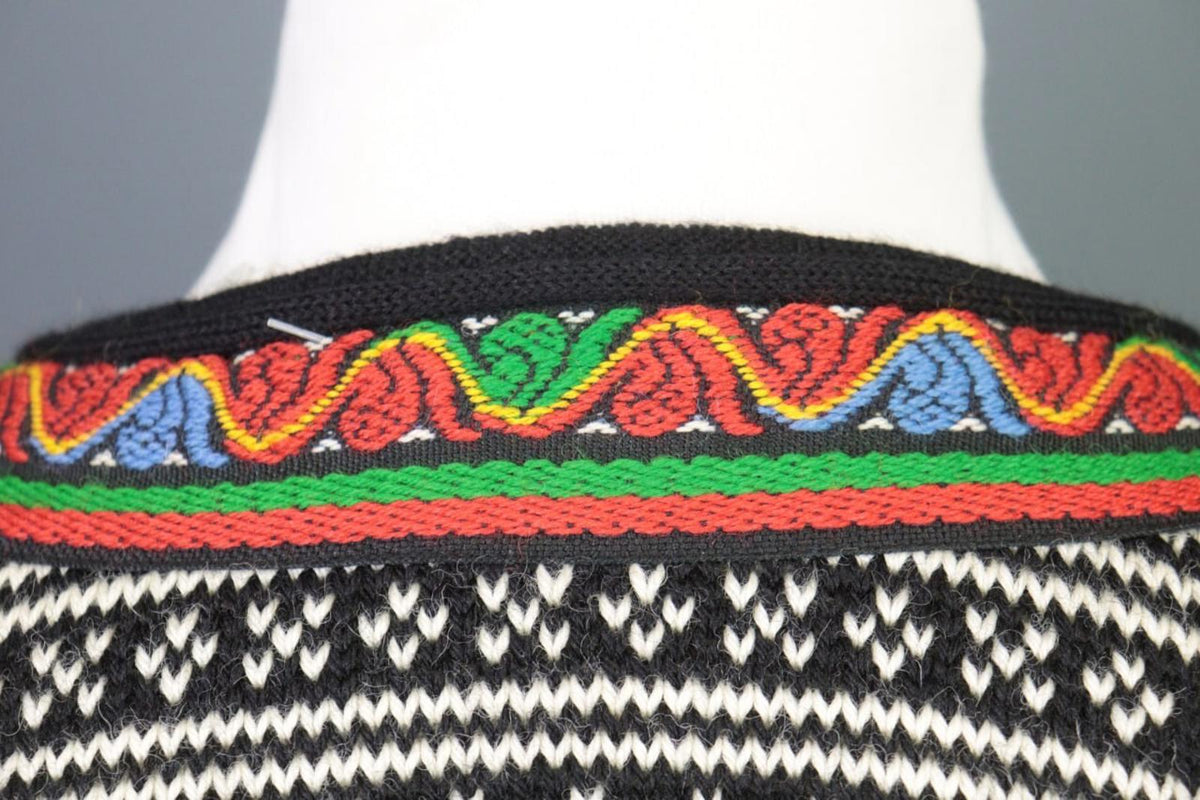 DALE OF NORWAY Black Clasp Fair Isle Wool Knit Ski Sweater