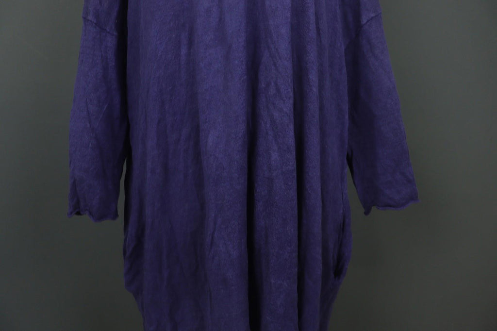 GUDRUN SJODEN Purple 100% Linen Relaxed Fit Round Neck Shift Dress – Size 2XL