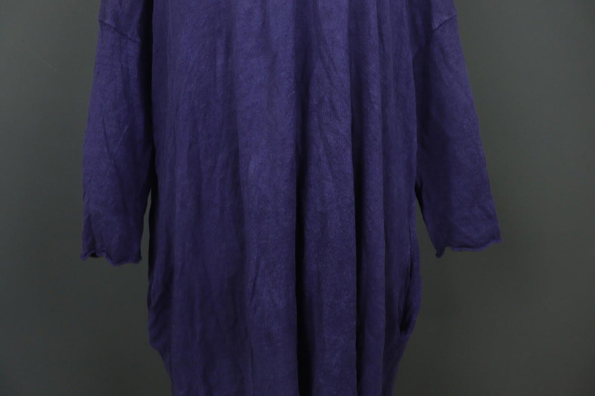 GUDRUN SJODEN Purple 100% Linen Relaxed Fit Round Neck Shift Dress – Size 2XL