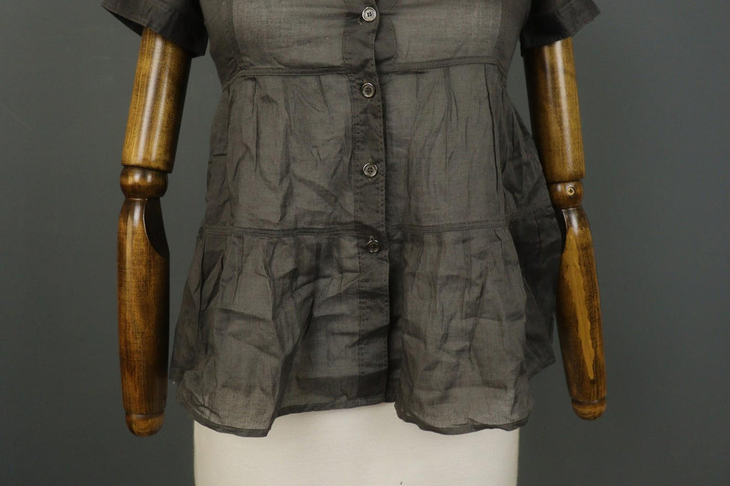 BURBERRY LONDON Brown Slim Fit Short Sleeve Collared Button-Up Shirt Top – Size 38