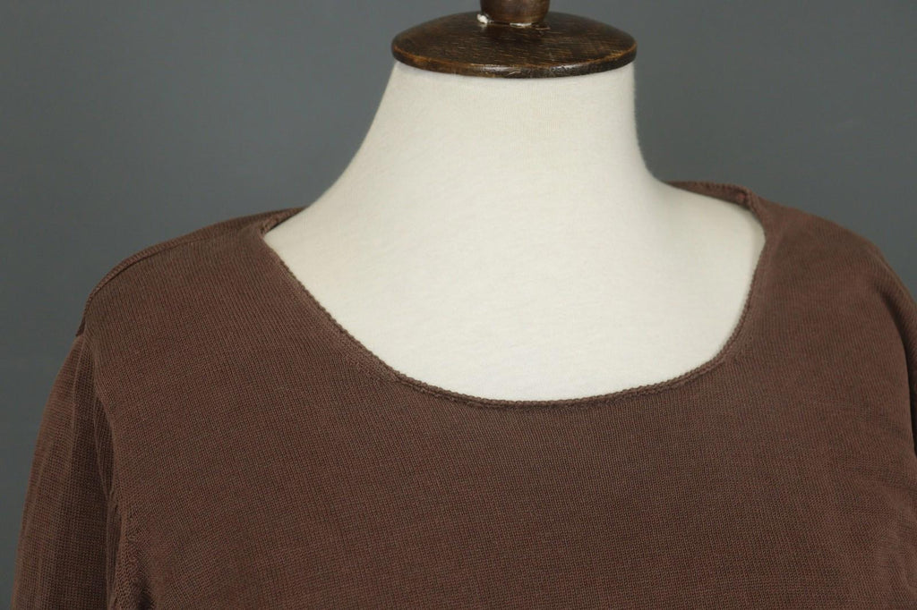 GUDRUN SJODEN Brown Silk Round Neck Long Sleeve Pullover Shirt Top – Size M