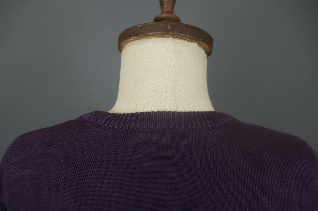 BURBERRY BRIT Purple Cotton Tight Knit Beaded Front Long Sleeve Sweater – Size S