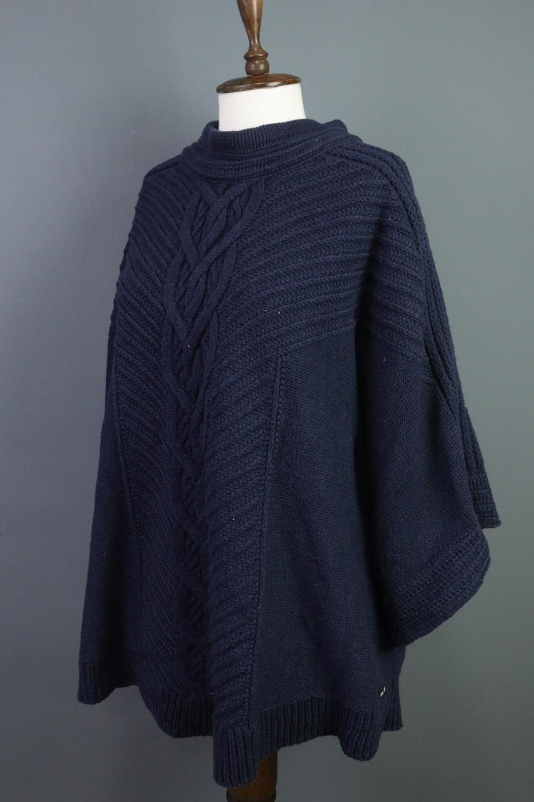 SAINT JAMES Blue Cable Wool Knit Poncho Lagenlook Sweater – Size OS