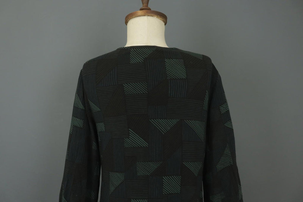 GUDRUN SJODEN Multi Geometric Balloon Sleeve Round Neck Shift Dress – Size S