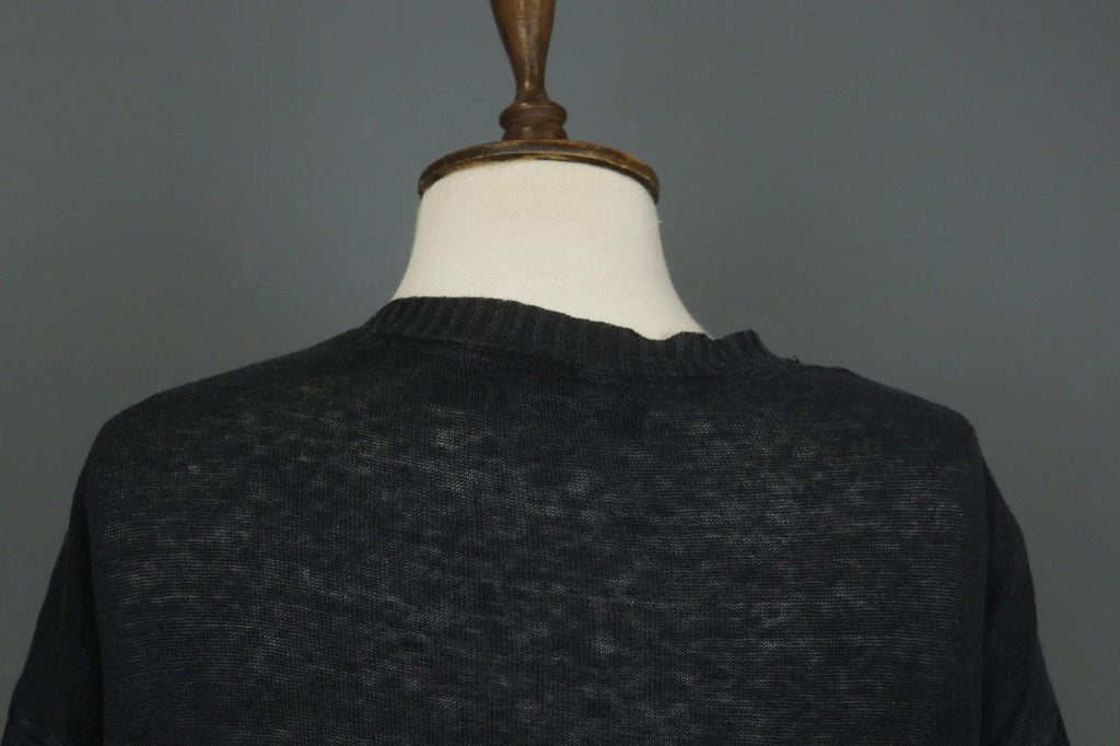 GUDRUN SJODEN Black Linen Knitted Long Sleeve Round Neck Pullover Sweater Sz XS