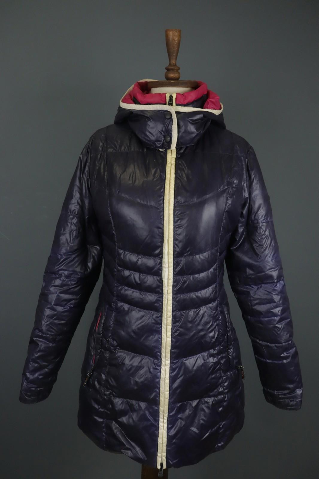 KJUS Purple Long Sleeve Mock Neck Zip Pocket Full Zip Hooded Puffer Jacket Sz S
