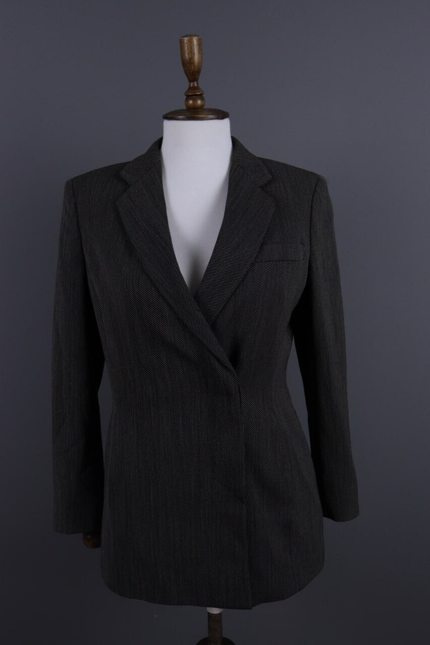 Max Mara Gray Wool Double Breasted Two Button Blazer Jacket – Size 40 / S