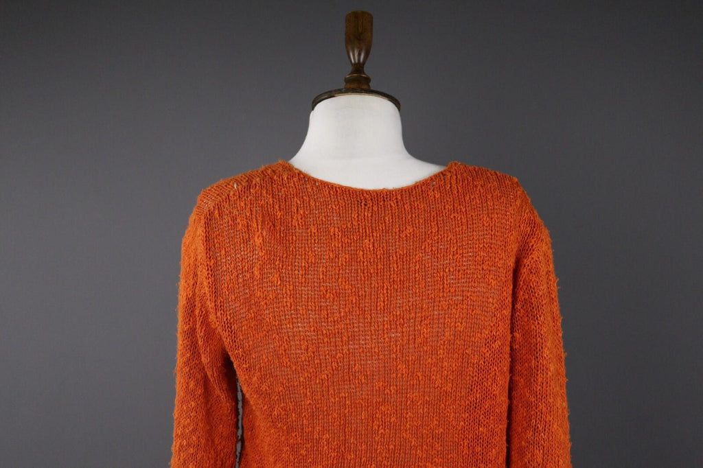GRIZAS Casual Linen Crochet Knit Designer Acymetric Sweater – Size 36/38