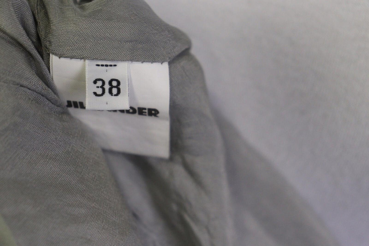 JIL SANDER Gray Plaid 100% Linen Three Button Blazer Jacket – Size 38