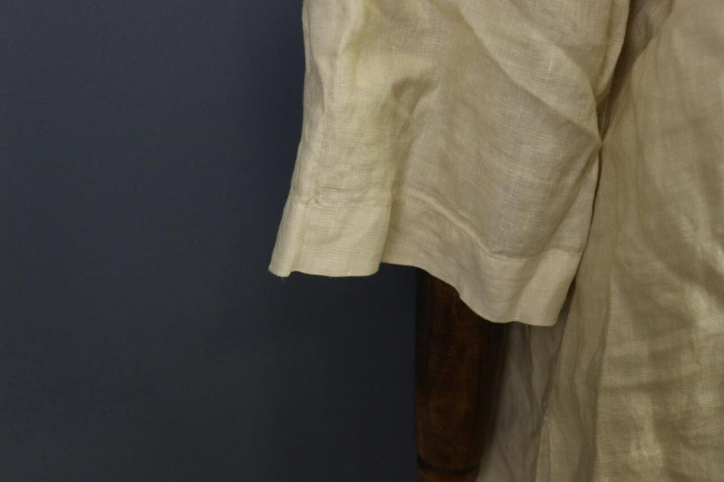 120% LINO Linen 3/4 Sleeve A-Line Lagenlook Blouson Long Dress – Size 48