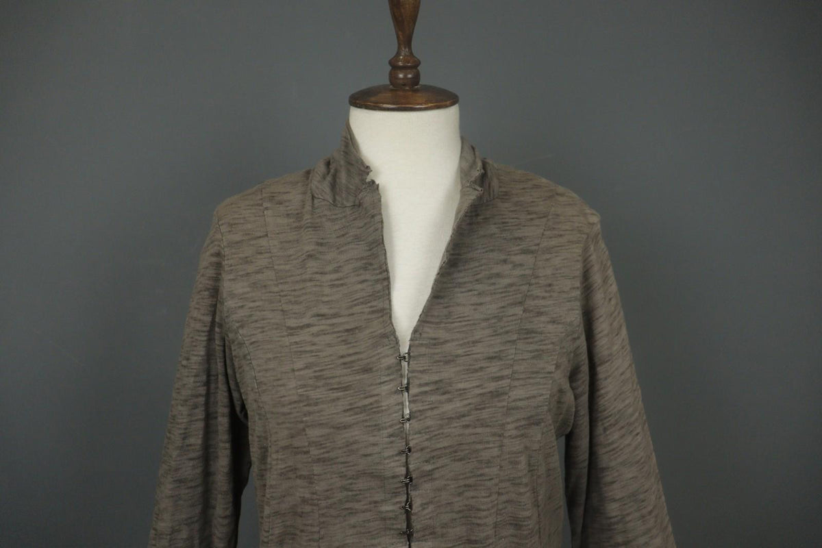 RUNDHOLZ Cardigan Heather Gray Casual Mock Neck Long Sleeve Hook & Eye – Size M