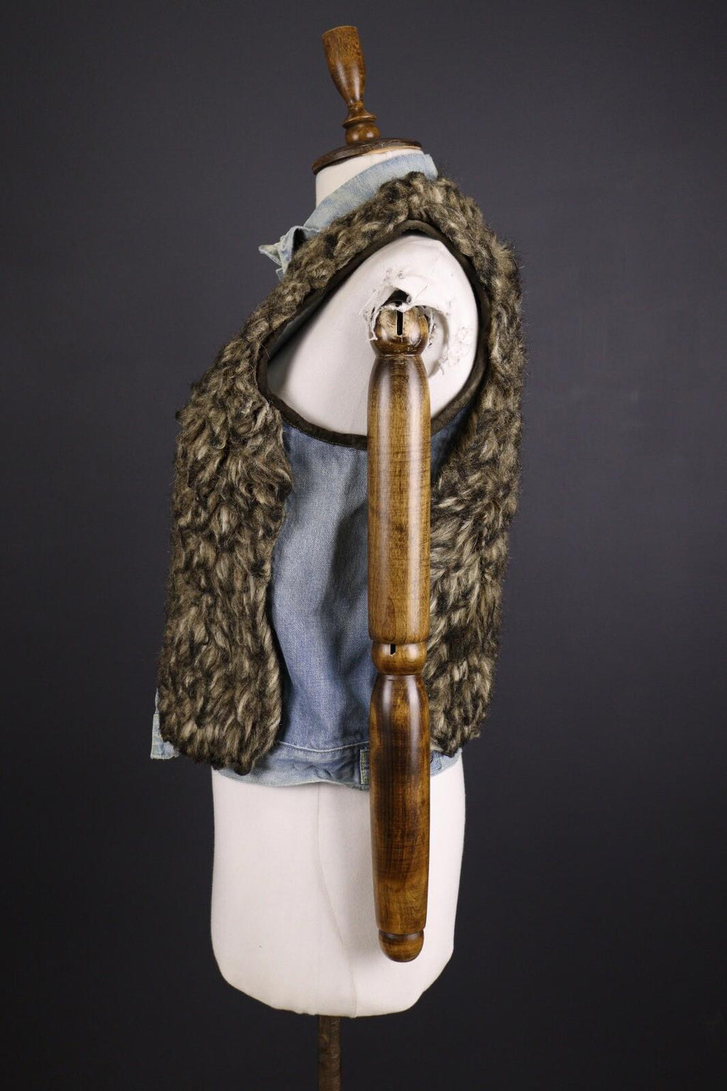 DENIM & SUPPLY RALPH LAUREN Blue Denim Faux Fur Vest Gilet – Size S