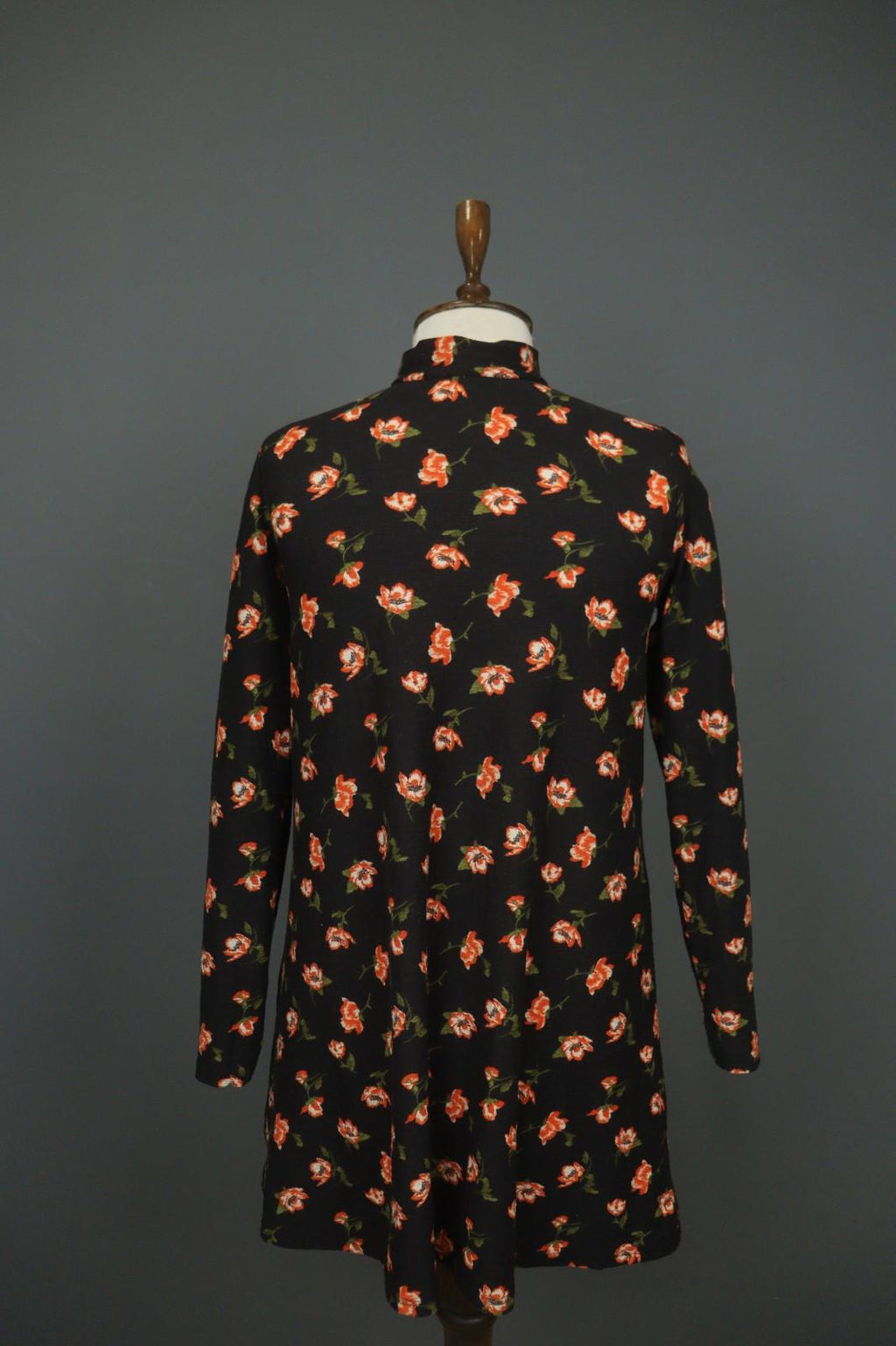 LAURA ASHLEY Black Floral Print Keyhole Front Long Sleeve Sheath Dress – Size M/L