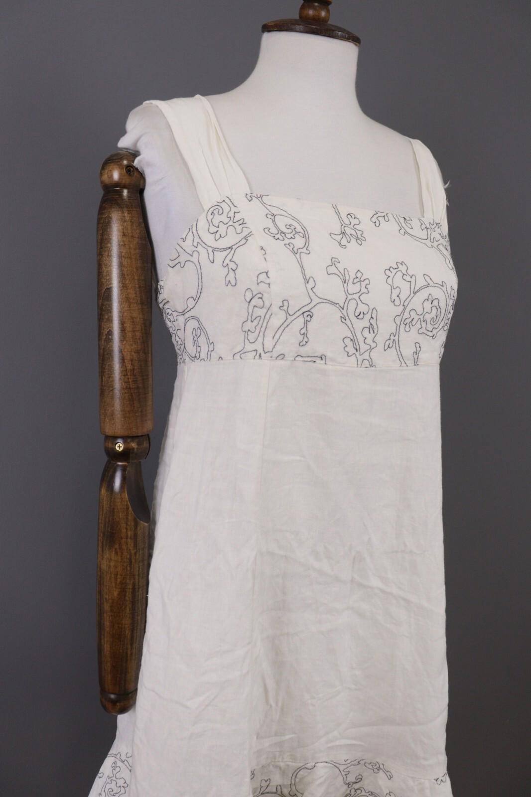 IVKO Printed Floral White Sleeveless Summer A-Line Tank Dress – Size 40 L