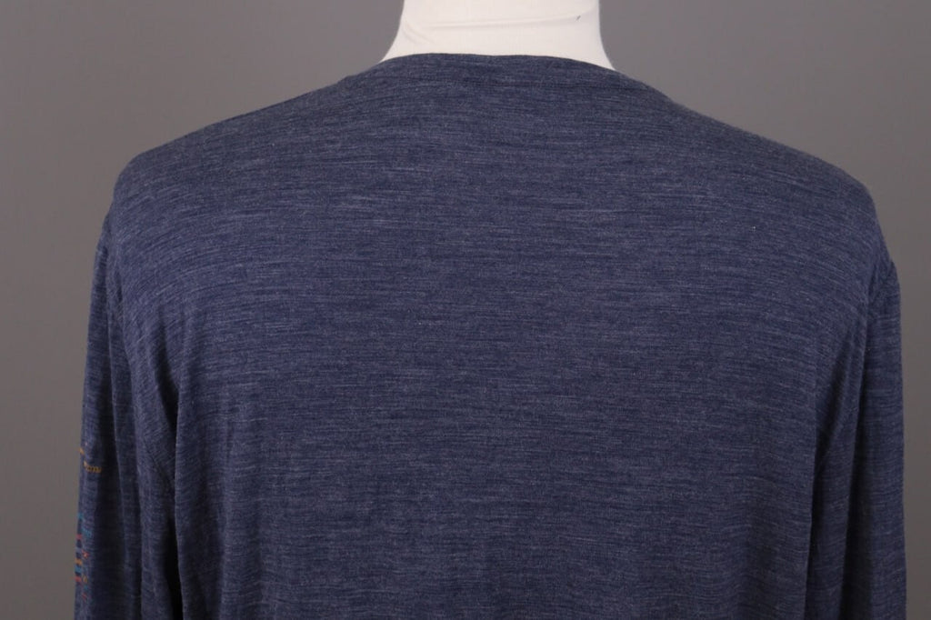 Icebreaker Merino Blue Striped Wool Crew Activewear Baselayer Shirt – Size XL