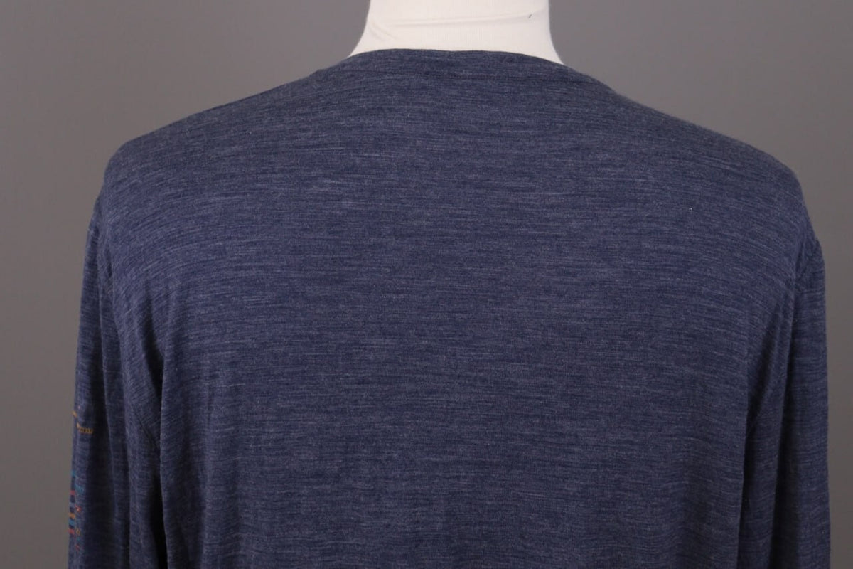 Icebreaker Merino Blue Striped Wool Crew Activewear Baselayer Shirt – Size XL