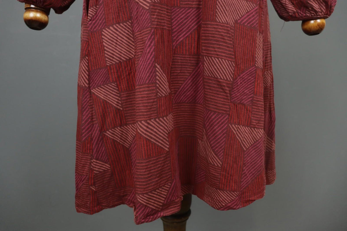 GUDRUN SJODEN Multicolor Geometric Lyocell Baloon Sleeve Shift Dress – Size M