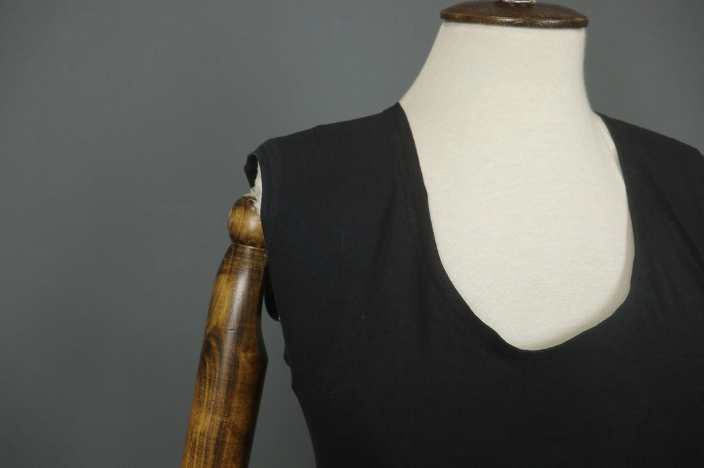 GUDRUN SJODEN Black Organic Cotton Scoop Neck Sleeveless Bodycon Dress – Size S