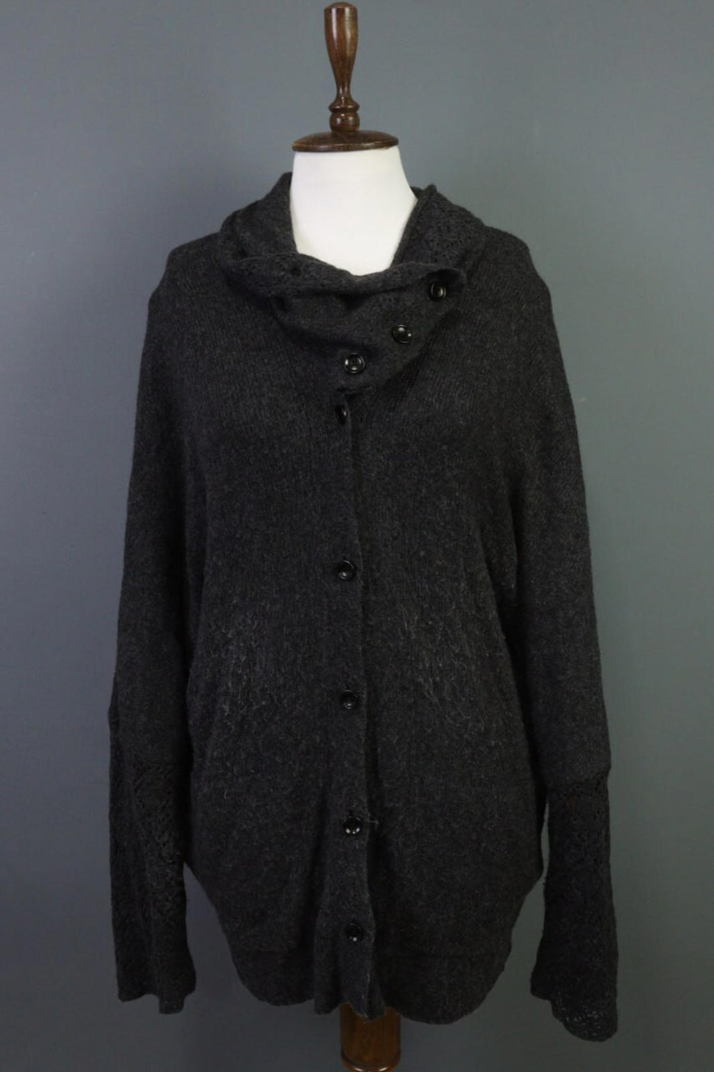 OSKA Gray Lagenlook Obersized Wool Mohair Angora Cardigan Sweater