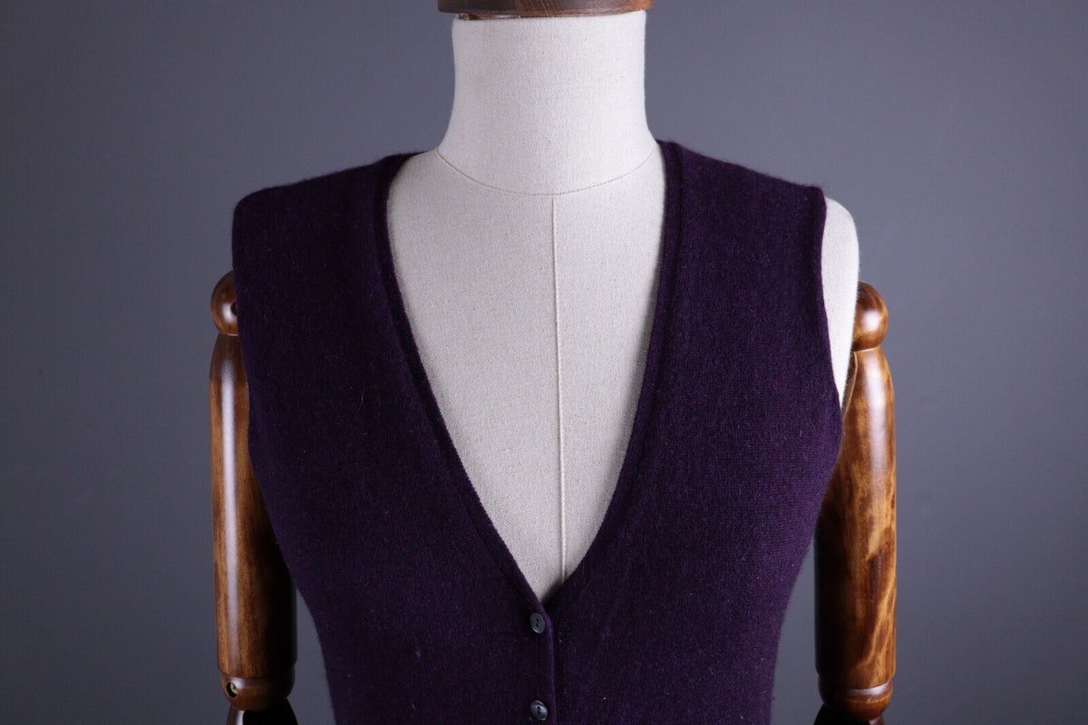 Brora Purple Wool Knit Vest Cardigan Sweater – Size S