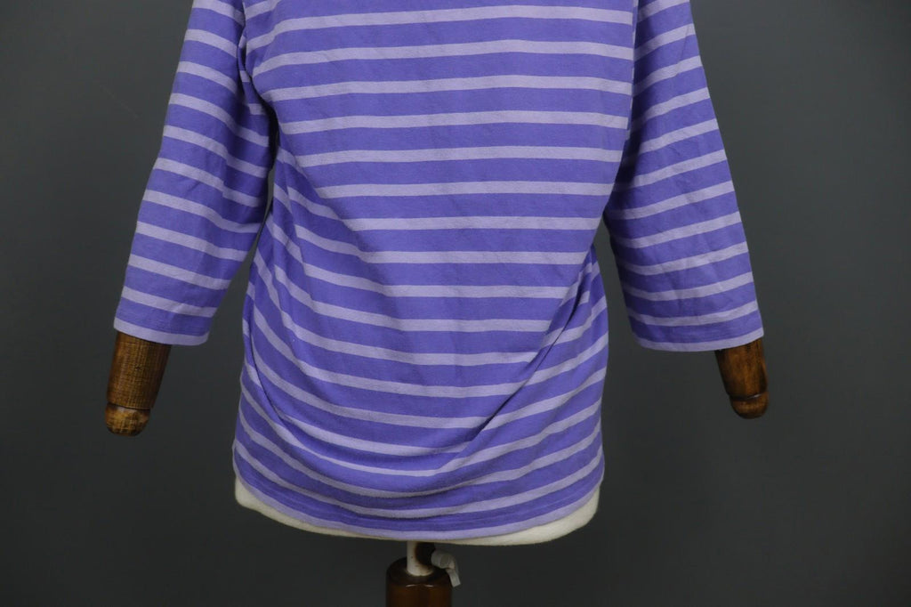 GUDRUN SJODEN Multi Stripe Cotton Long Sleeve Round Neck Pullover Tunic Top Sz L