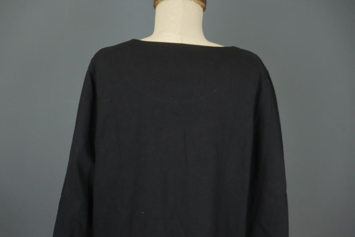 GUDRUN SJODEN Black Cotton Long Sleeve Round Neck Slit Pullover Sweater – Size M
