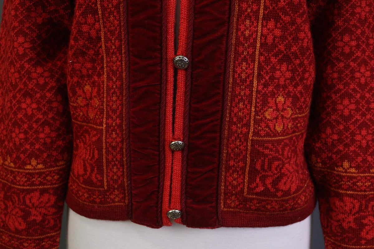 DALE OF NORWAY Red Geometric Wool Knit Button Cardigan Sweater – Size 3