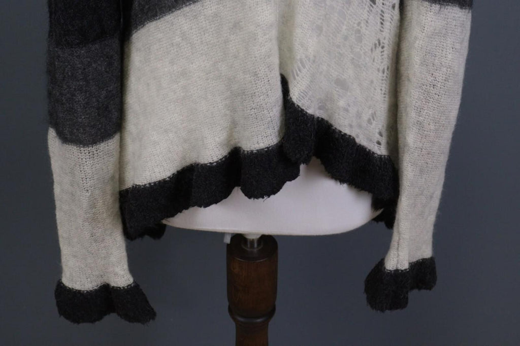 SARAH PACINI Multicolor Colorblock Mohair Wool Knit Cape Cardigan One Size