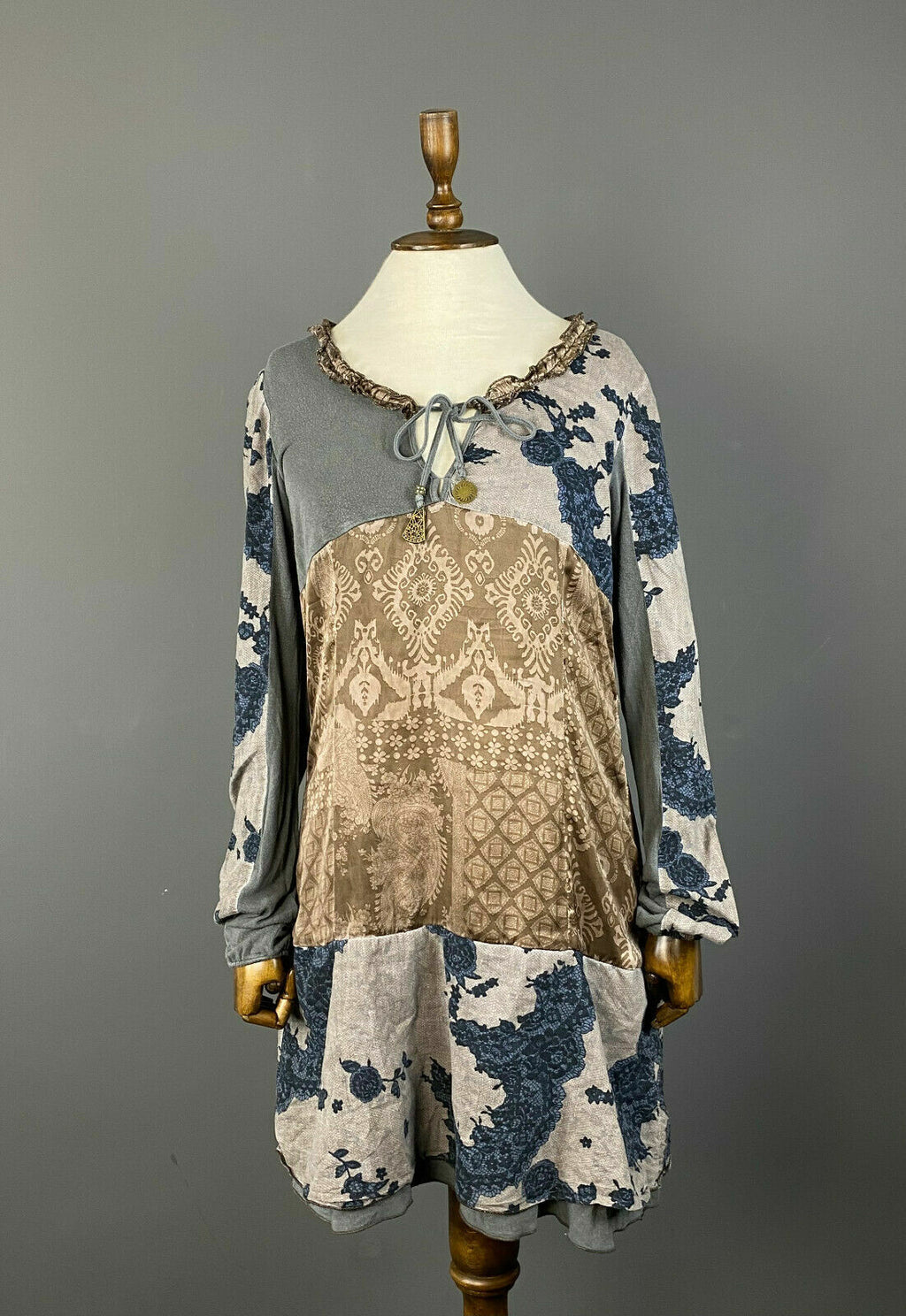 Bottega by Elisa Cavaletti Multicolor Boho Kaftan Layered Mesh Dress – Size M