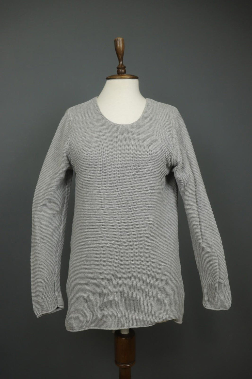 GUDRUN SJODEN Gray 100% Cotton Long Sleeve Round Neck Pullover Sweater – Size S