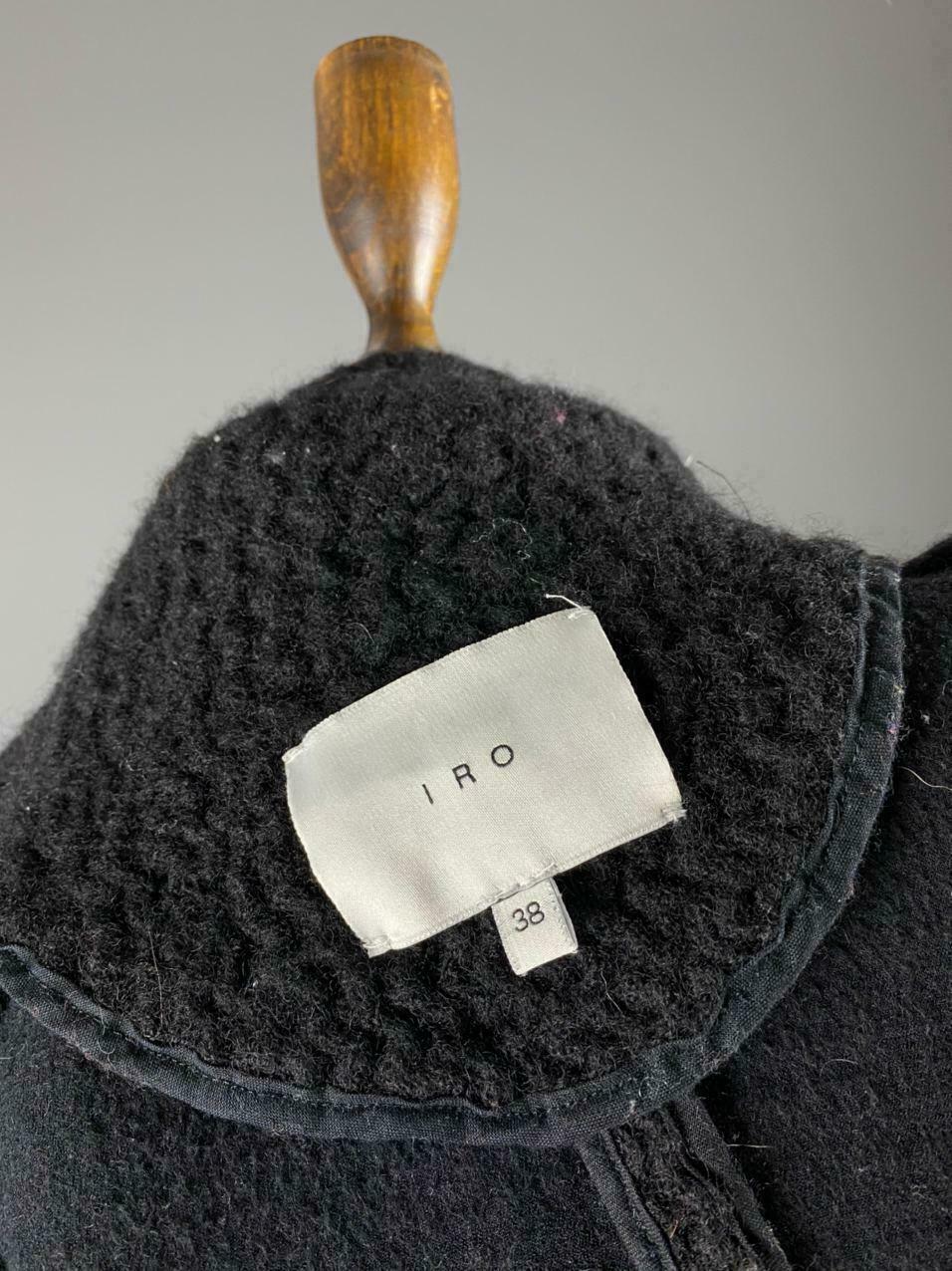 IRO Cody Black Shawl Asymmetric Zip Up Wool Jacket – Size 38