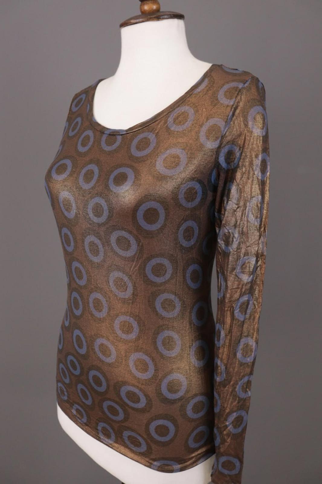 VERSACE JEANS COUTURE Brown Printed Stretch Long Sleeve Top Shirt – Size M