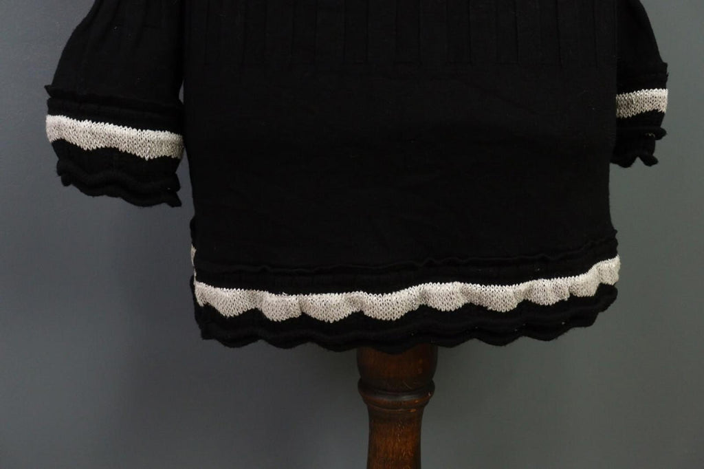 ELISA CAVALETTI Sono Italiano Black Knit A-Line Ultra Long Sleeve Dress