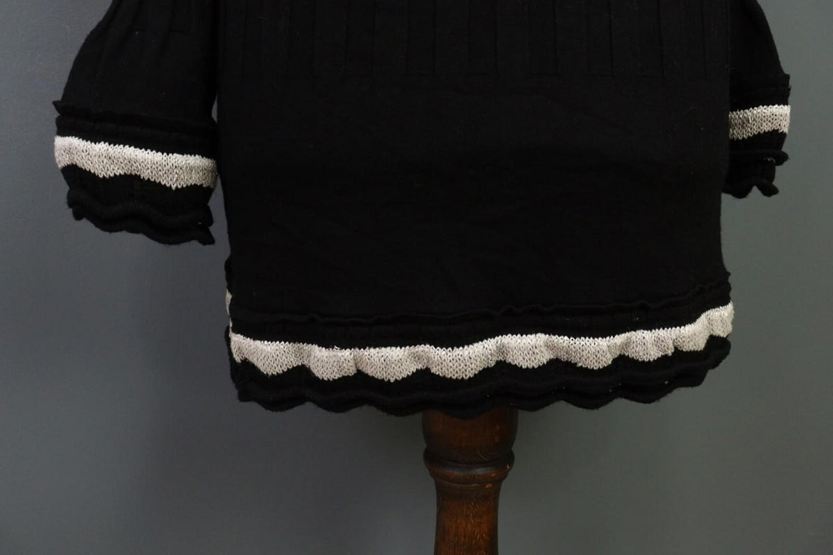 ELISA CAVALETTI Sono Italiano Black Knit A-Line Ultra Long Sleeve Dress