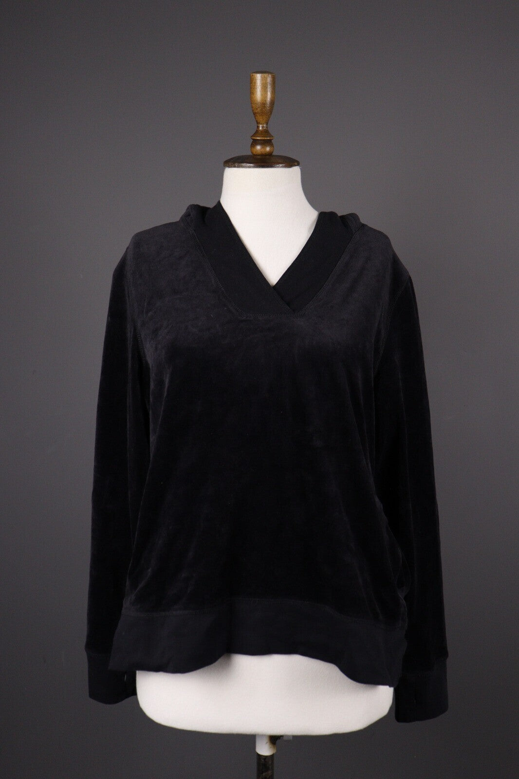 Deerberg by Oska Black Velour Long Sleeve Hoodie Sweater Size
